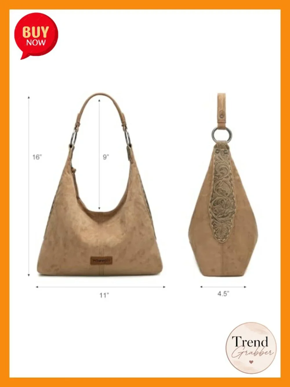 Montana West Suede Hobo Purse Embossed Slouchy Shoulder Bag 2Pc Set